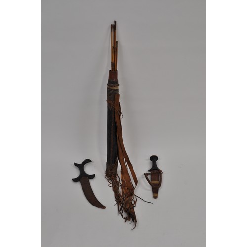 111 - Tribal Interest - Haua / Tuareg Quiver and arrows together with Sudanese daggers