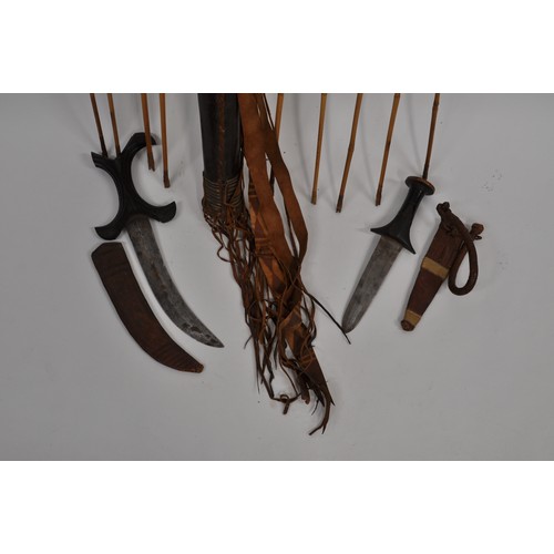 111 - Tribal Interest - Haua / Tuareg Quiver and arrows together with Sudanese daggers