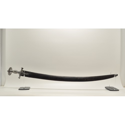 113 - Indo/Persian Tulwar sword/sabre with a traditional iron hilt, complete with scabbard.  Overall Lengt... 