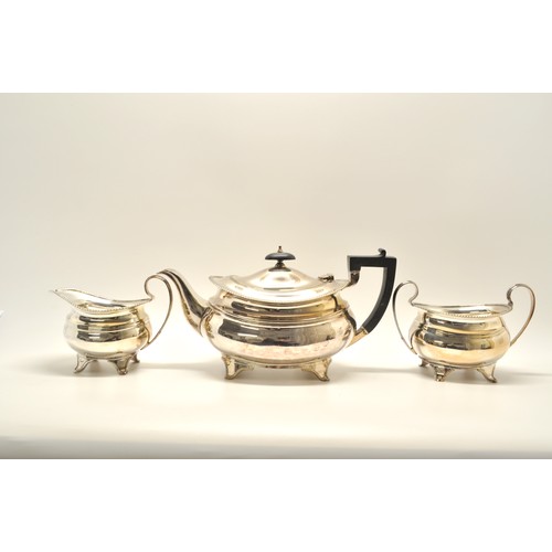 120 - Military interest - Antique Elkington plate three piece tea set, engraved 'presented to Capt J K Bro... 