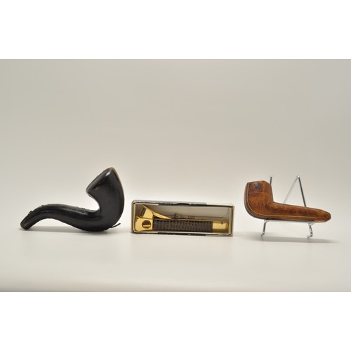 124 - Tobacciana Interest - AB&Co Superior 18ct gold plated pipe in original box, boxed Dottatus Solinger ... 