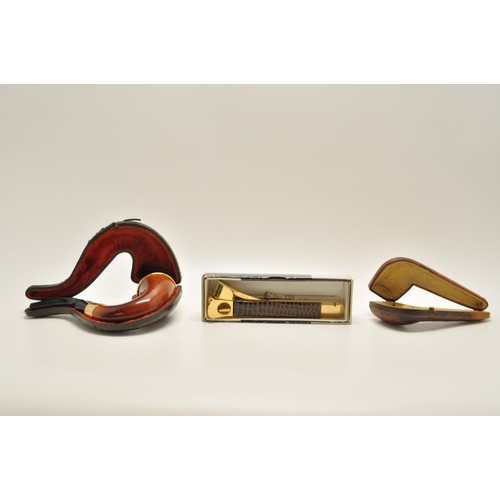 124 - Tobacciana Interest - AB&Co Superior 18ct gold plated pipe in original box, boxed Dottatus Solinger ... 