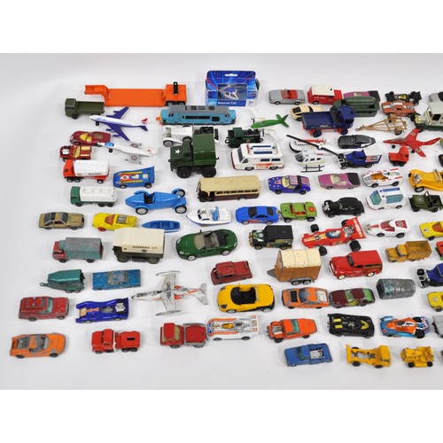 155 - A large quantity of mixed die-cast and other unboxed vehicles in played with condition