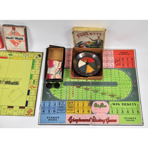 157 - A group of vintage and retro board games including; Poolette, Totalisator Greyhound Racing, etc.