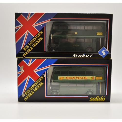 180 - x14 boxed Solido die cast models of double decker buses with decals, some special editions