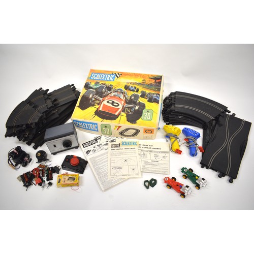 165 - Boxed Scalextric Set 30, complete with cars and controllers, track and a separate power unit, with e... 