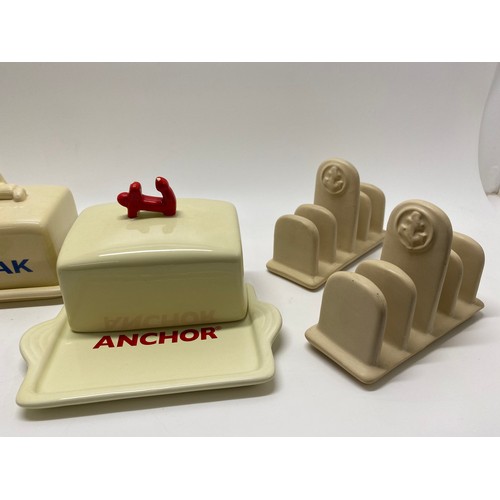 34 - Lurpak and Anchor ceramic butter dishes and toast racks