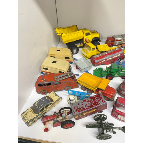 155A - In excess of 40 model vehicles and accessories including Corgi, Tonka and Lesney, in played with con... 