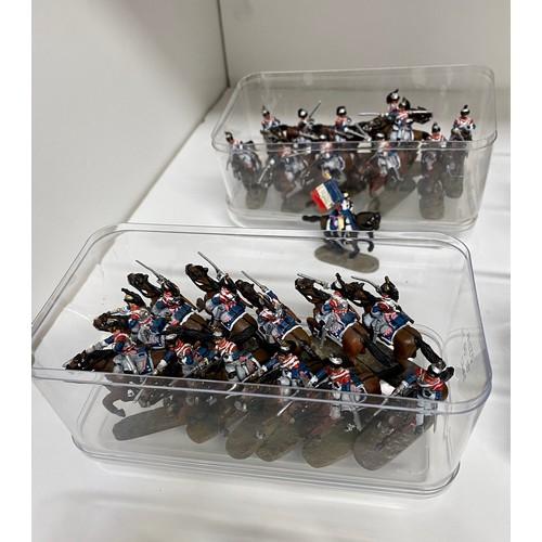 144 - In excess of 130 military metal figures predominantly Napoleonic Wars, painted; various regiments an... 