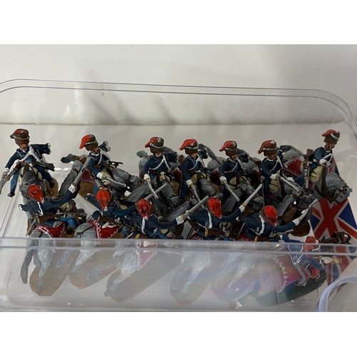 144 - In excess of 130 military metal figures predominantly Napoleonic Wars, painted; various regiments an... 