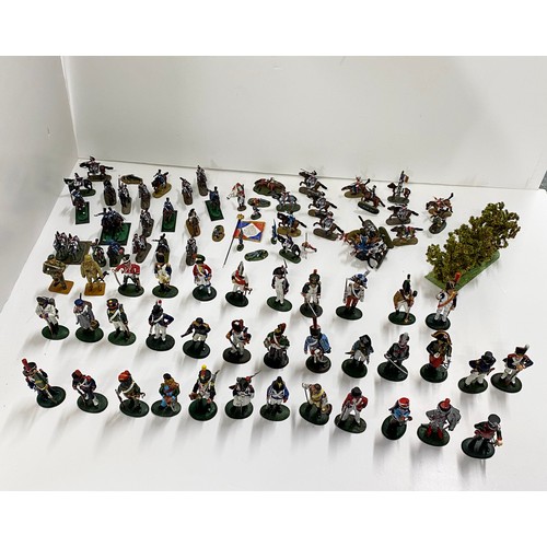 145B - A display cabinet full of military metal figures some Del Prado, predominantly Napoleonic Wars, some... 