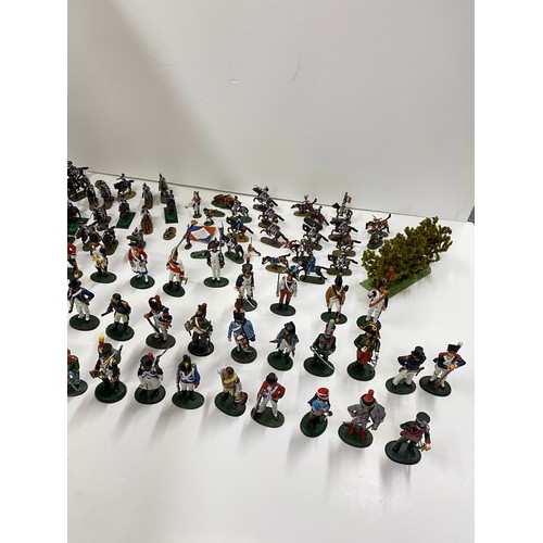 145B - A display cabinet full of military metal figures some Del Prado, predominantly Napoleonic Wars, some... 