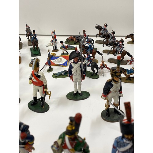 145B - A display cabinet full of military metal figures some Del Prado, predominantly Napoleonic Wars, some... 