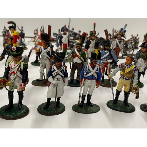 145B - A display cabinet full of military metal figures some Del Prado, predominantly Napoleonic Wars, some... 