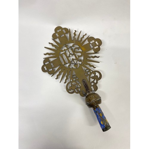 62 - Religious staff finial, 'I H S' approx length 18.5