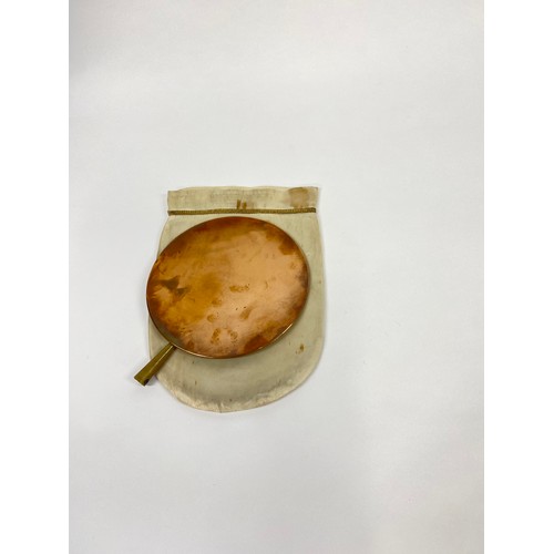 63 - Religious copper communion/host plate complete with silk pouch