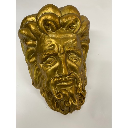 69 - Grecian/Gods gilt bust/sconce 35cms max height