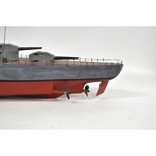 83 - Large  hand painted model of German WW2 Warship/Battleship 'The Bismarck'. Approx L47