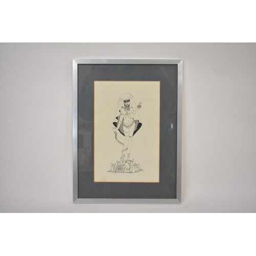 89 - Framed ink artwork in erotic style depicting Eve