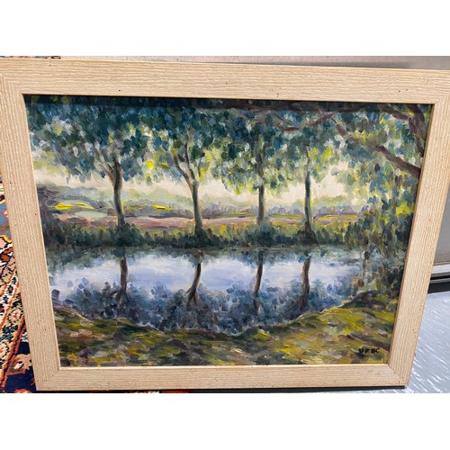 99 - Oil on canvas depicting landscape scene,  VFBC to lower right,