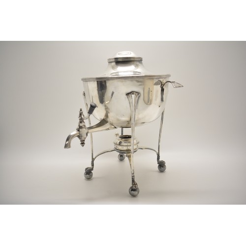 111 - Art Deco silver plate Samovar, with lion ball feet, AF