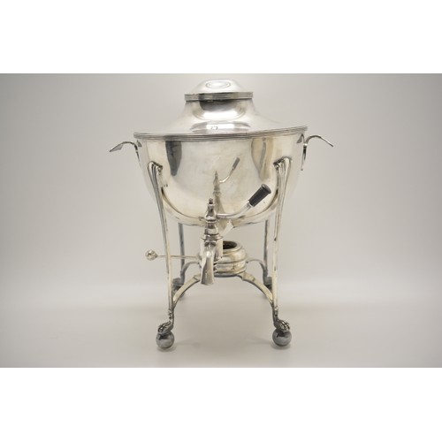 111 - Art Deco silver plate Samovar, with lion ball feet, AF