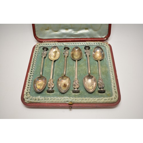 117 - Boxed antique silver apostle style spoons by Thomas Bradbury 1898