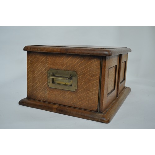 144 - Antique Mappin & Webb campaign style three drawer canteen box, approx H27cm x L56cm, D42cm