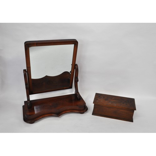 156 - Vintage Mahogany dressing table table mirror together with a vintage sewing box. AF