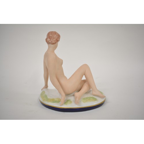 213 - Royal Dux Bohemia, hand painted  nude female form, pink 'D' triangle backstamp, approx H22cm