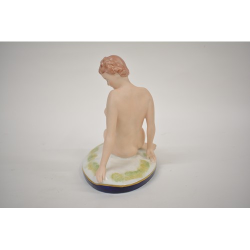 213 - Royal Dux Bohemia, hand painted  nude female form, pink 'D' triangle backstamp, approx H22cm