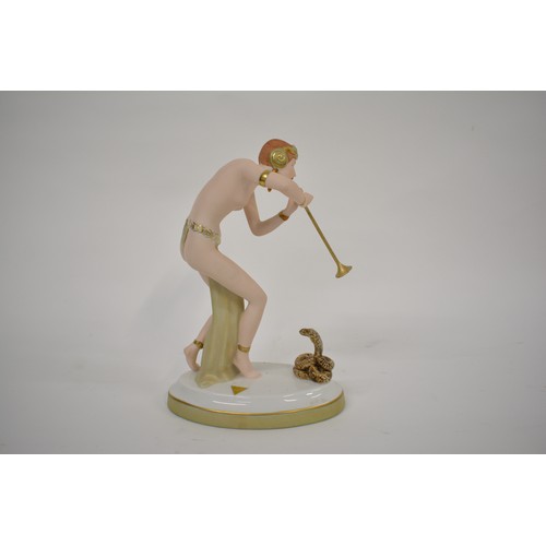 223 - Royal Dux hand painted Art Deco figure of a snake charmer