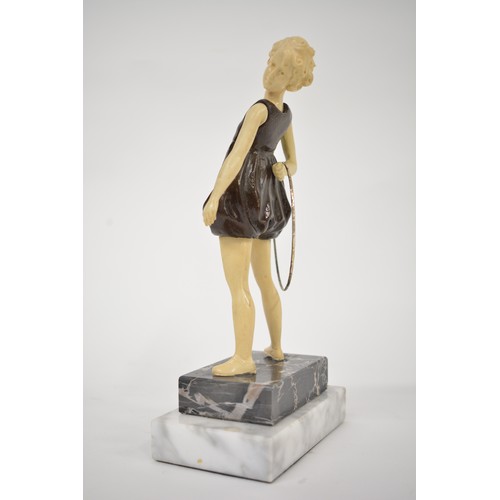 224 - Coalport Art Deco Spellbound resin figure together with one other art deco style figure on a marbled... 