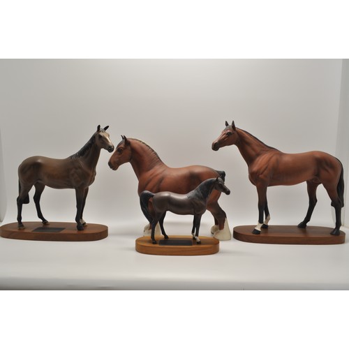 226 - A group of Beswick Racehorses, plus CH Burnham Beauty, matt brown finish. Proceeds to 'Red Wings' Ho... 