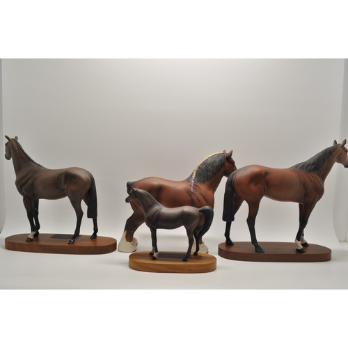 226 - A group of Beswick Racehorses, plus CH Burnham Beauty, matt brown finish. Proceeds to 'Red Wings' Ho... 