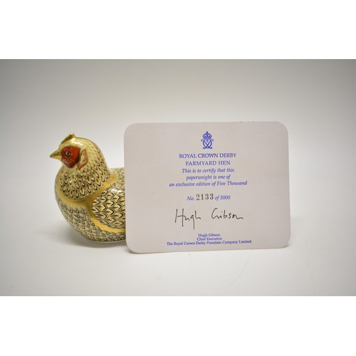 227 - Royal Crown Derby collection consisting of Farmyard Hen, 2003, signed, number 2133/5000, boxed toget... 