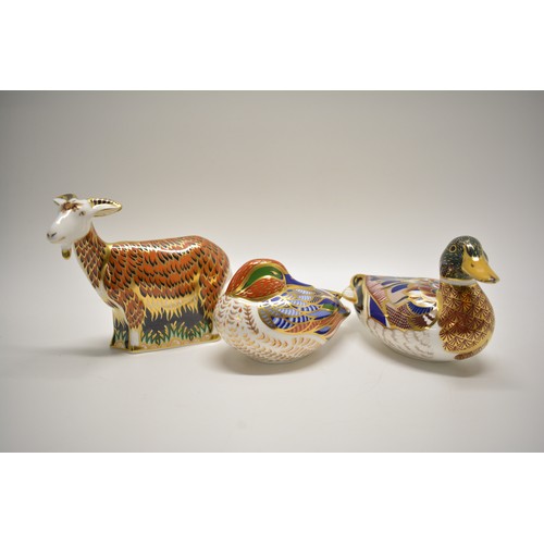 229 - Royal Crown Derby paperweight, large  Nanny Goat, year 2000, signed and boxed together with 'Mallard... 