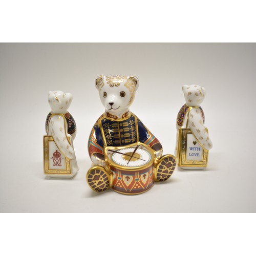 232 - Royal Crown Derby group consisting of A mini shop bear-with love 2003 together with mini teddy bear ... 