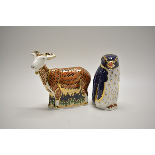 236 - x2 Royal Crown Derby Paperweights with gold stoppers - Nanny Goat has been signed to base, and a  Ro... 