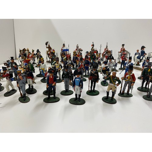 241 - A display cabinet full of military metal figures some Del Prado, predominantly Napoleonic Wars, some... 