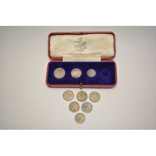 259 - Victorian  1891 Maundy coins with other silver 3D's.  A/F