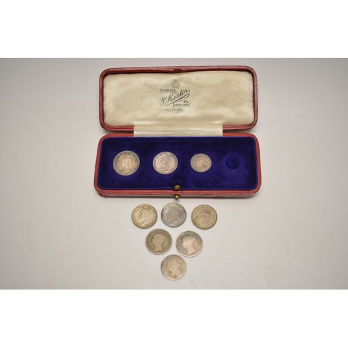 259 - Victorian  1891 Maundy coins with other silver 3D's.  A/F