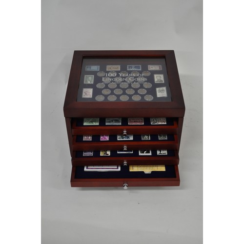 263 - 100 Years of Lincoln Coins - 150th Anniversary Edition Presentation Chest containing three drawers o... 