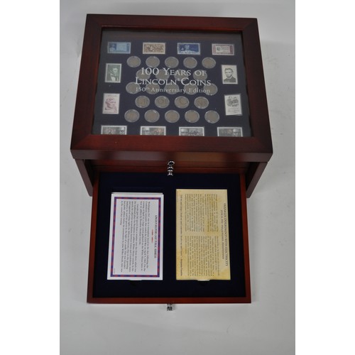 263 - 100 Years of Lincoln Coins - 150th Anniversary Edition Presentation Chest containing three drawers o... 