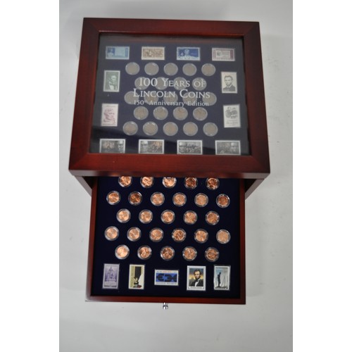 263 - 100 Years of Lincoln Coins - 150th Anniversary Edition Presentation Chest containing three drawers o... 