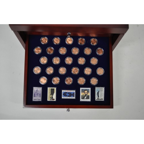 263 - 100 Years of Lincoln Coins - 150th Anniversary Edition Presentation Chest containing three drawers o... 