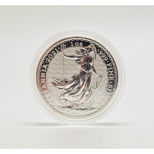 270 - Royal Mint 2021 British Britannia £2 silver bullion coin in capsule.  In 2021 The Royal Mint release... 