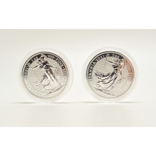 276 - x2 Royal Mint 2021 British Britannia £2 silver bullion coin in capsule.  In 2021 The Royal Mint rele... 