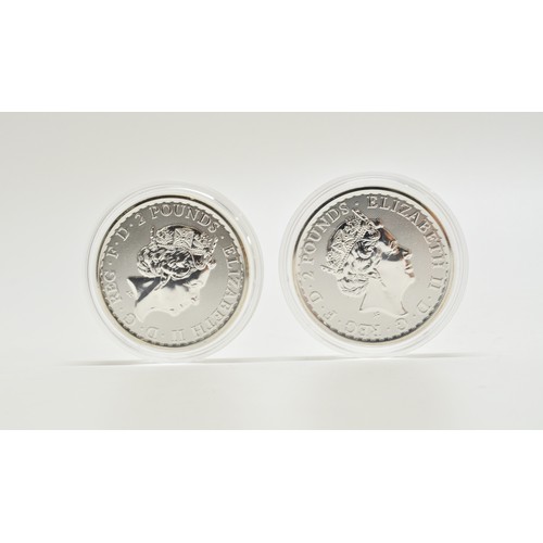 276 - x2 Royal Mint 2021 British Britannia £2 silver bullion coin in capsule.  In 2021 The Royal Mint rele... 