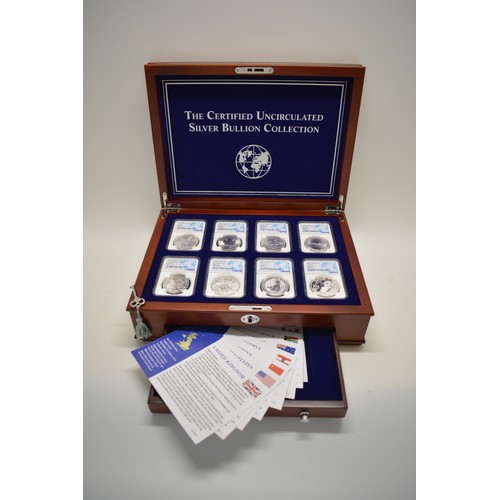 282 - 'The Certified Uncirculated Silver Bullion Collection' A Display chest containing uncirculated silve... 